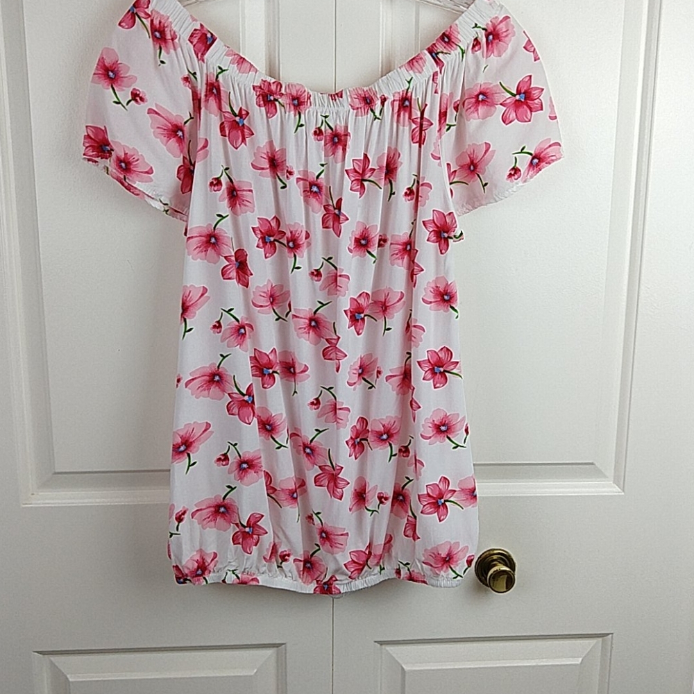 Bailey & Chloe Floral Off/On Shoulder SS Blouse M - Picture 5 of 8